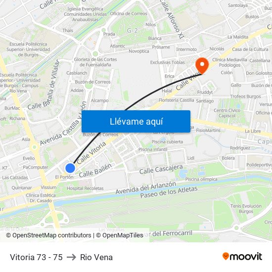 Vitoria 73 - 75 to Rio Vena map