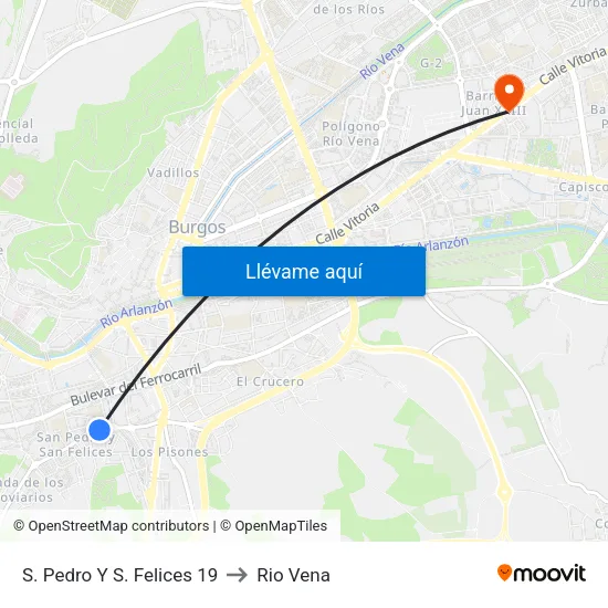 S. Pedro Y S. Felices 19 to Rio Vena map