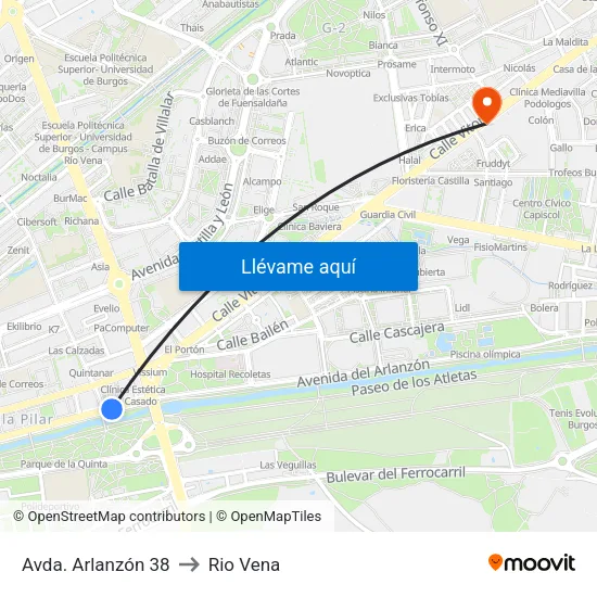Avda. Arlanzón 38 to Rio Vena map