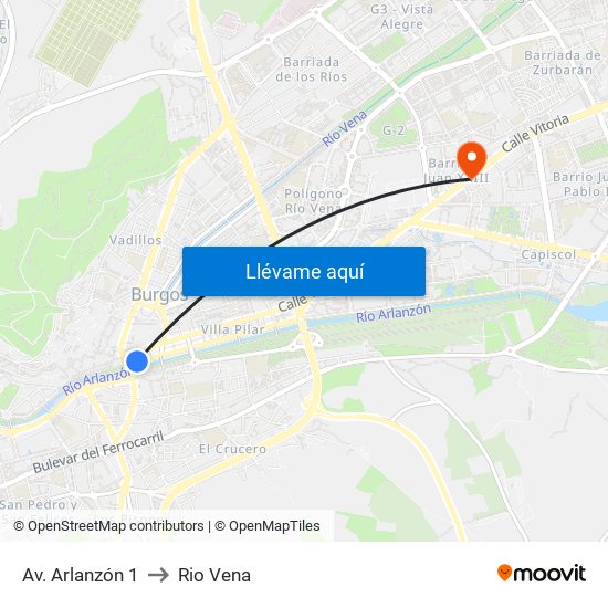 Av. Arlanzón 1 to Rio Vena map