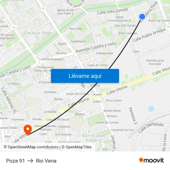 Poza 91 to Rio Vena map