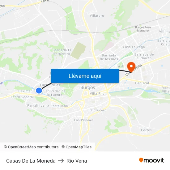 Casas De La Moneda to Rio Vena map