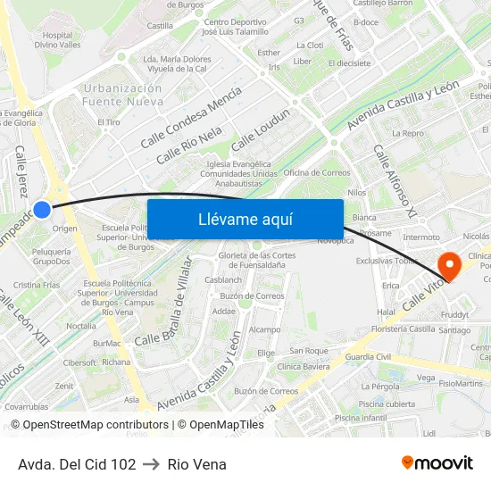 Avda. Del Cid 102 to Rio Vena map