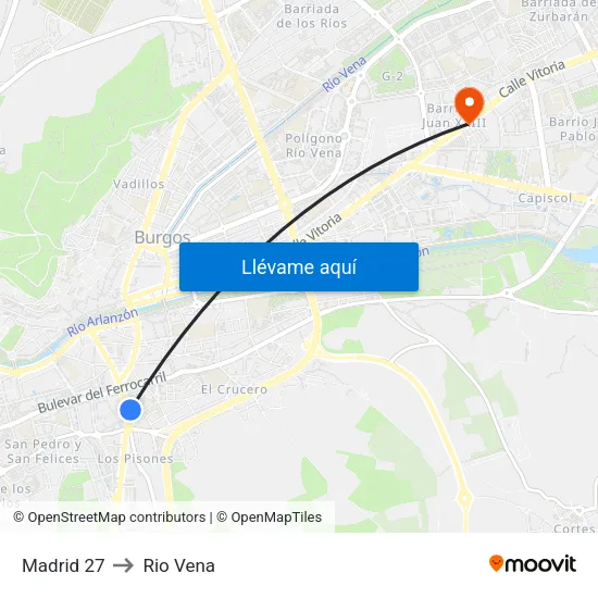 Madrid 27 to Rio Vena map