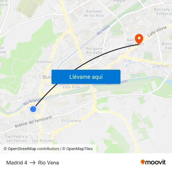 Madrid 4 to Rio Vena map