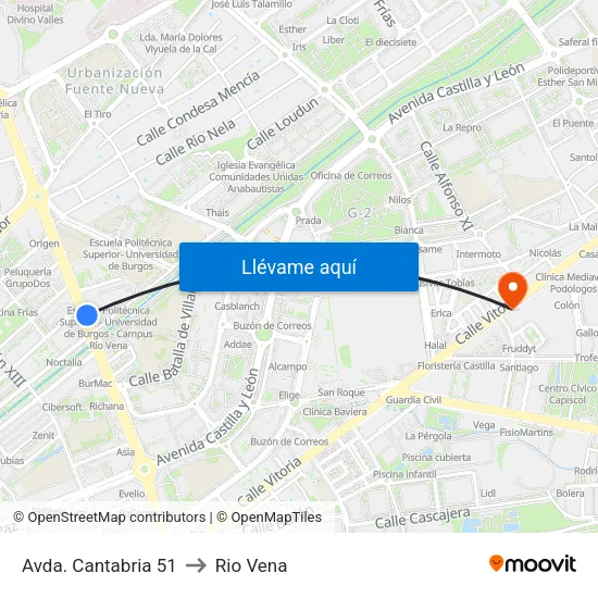 Avda. Cantabria 51 to Rio Vena map