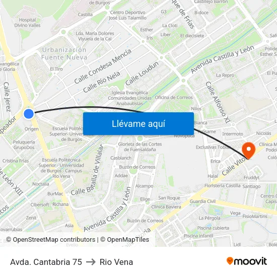 Avda. Cantabria 75 to Rio Vena map