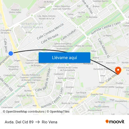 Avda. Del Cid 89 to Rio Vena map