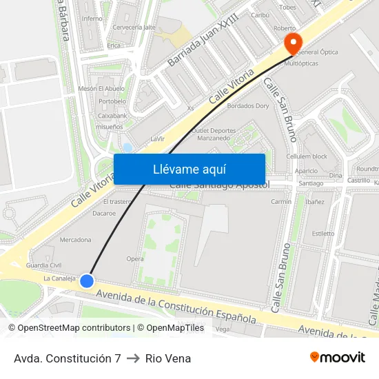 Avda. Constitución 7 to Rio Vena map