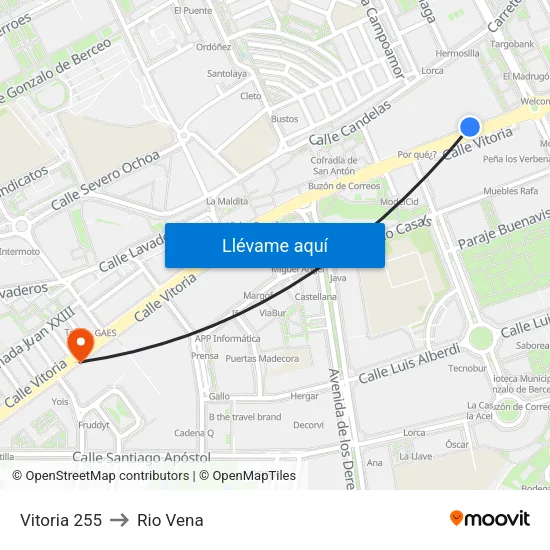 Vitoria 255 to Rio Vena map