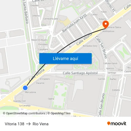 Vitoria 138 to Rio Vena map