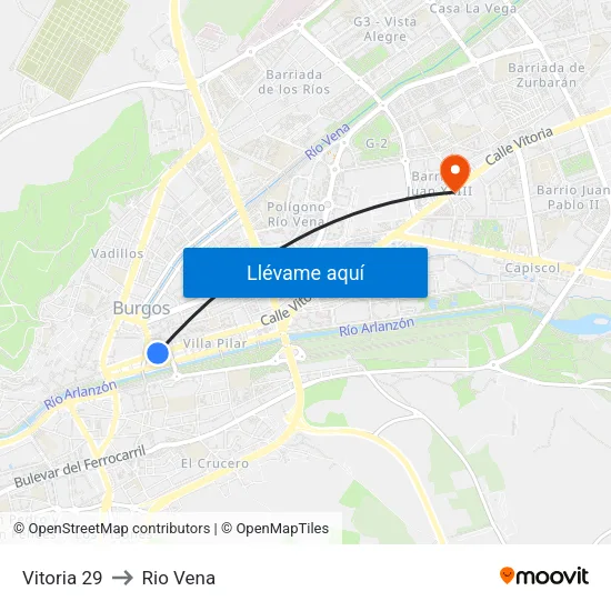 Vitoria 29 to Rio Vena map