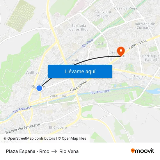 Plaza España - Rrcc to Rio Vena map