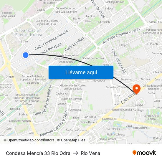 Condesa Mencía 33 Rio Odra to Rio Vena map