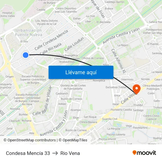 Condesa Mencía 33 to Rio Vena map