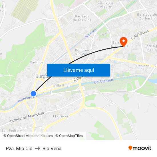 Pza. Mío Cid to Rio Vena map