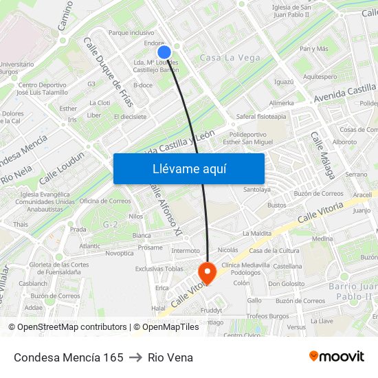 Condesa Mencía 165 to Rio Vena map