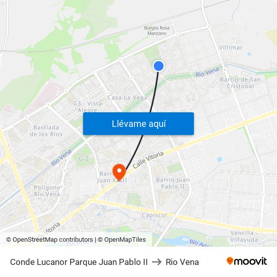 Conde Lucanor Parque Juan Pablo II to Rio Vena map