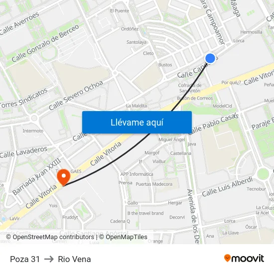 Poza 31 to Rio Vena map