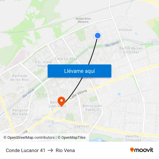 Conde Lucanor 41 to Rio Vena map