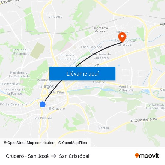 Crucero - San José to San Cristóbal map