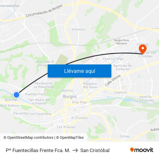 Pº Fuentecillas Frente Fca. M. to San Cristóbal map