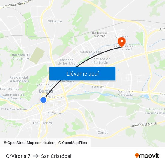 Vitoria 7 to San Cristóbal map
