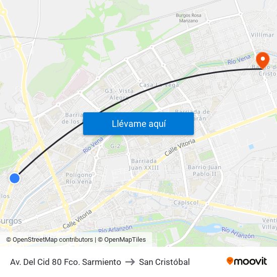 Avda. Del Cid 80 to San Cristóbal map