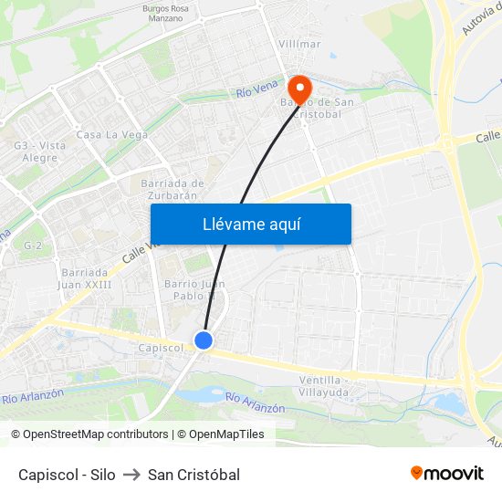 Capiscol - Silo to San Cristóbal map