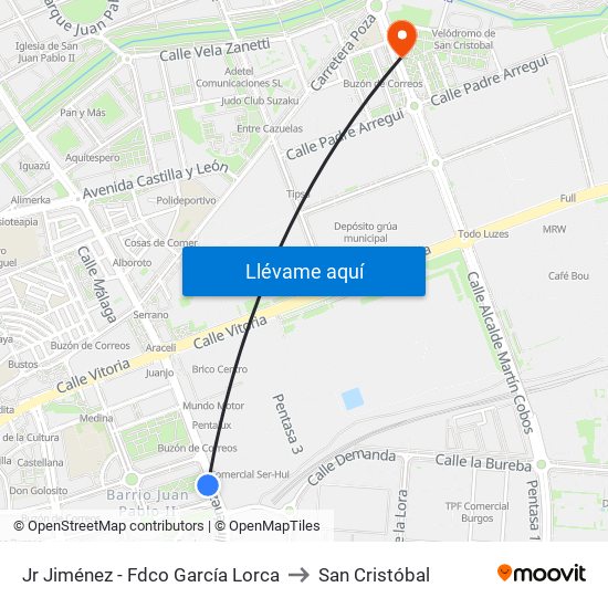 Jr Jiménez - Fdco García Lorca to San Cristóbal map