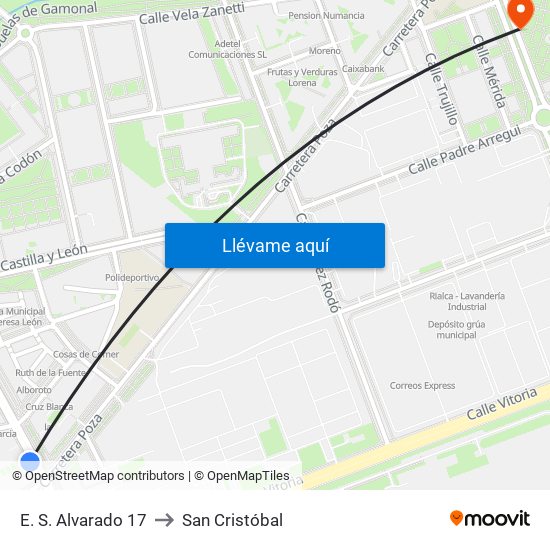 E. S. Alvarado 17 to San Cristóbal map