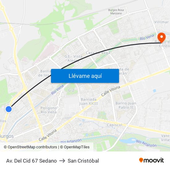 Av. Del Cid 67 Sedano to San Cristóbal map