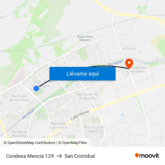 Condesa Mencía 129 to San Cristóbal map