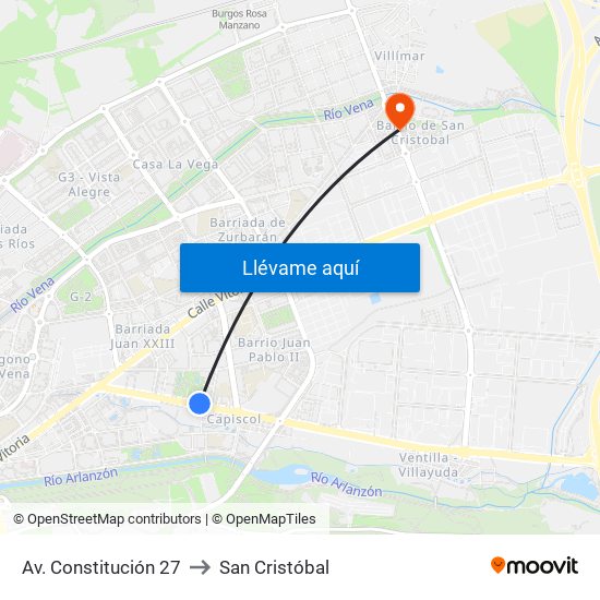 Av. Constitución 27 to San Cristóbal map