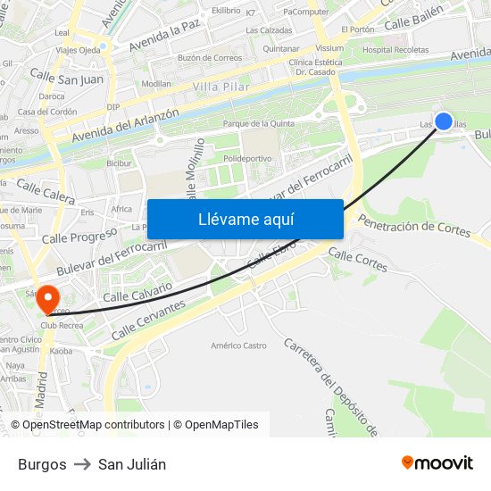Burgos to San Julián map