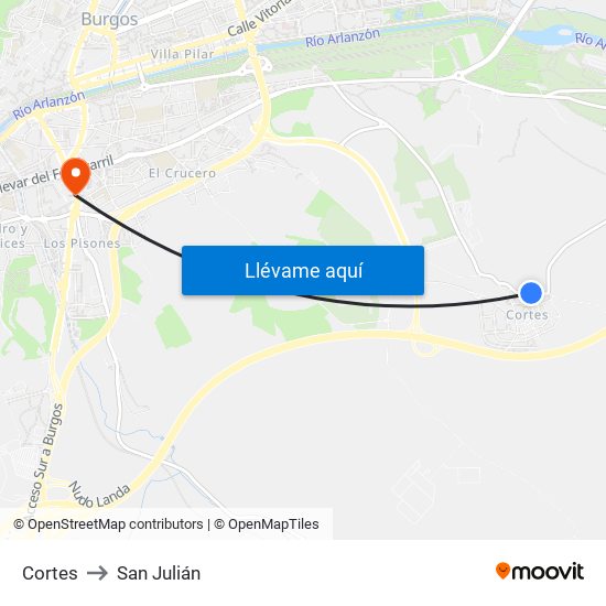 Cortes to San Julián map