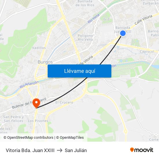 Vitoria Bda. Juan XXIII to San Julián map