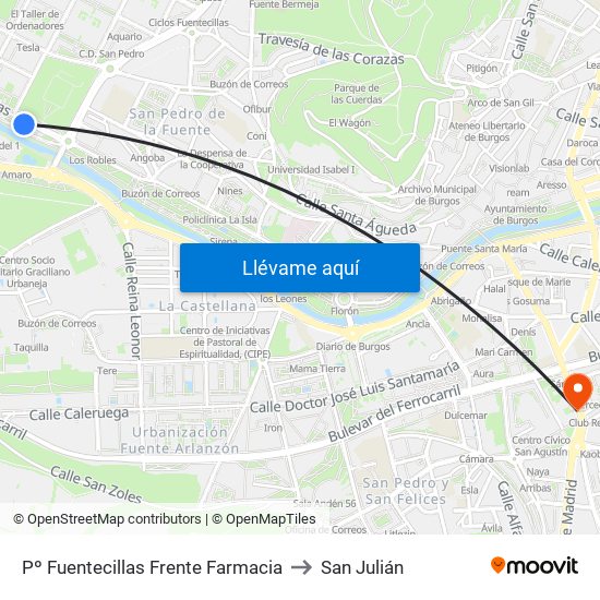 Pº Fuentecillas Frente Farmacia to San Julián map