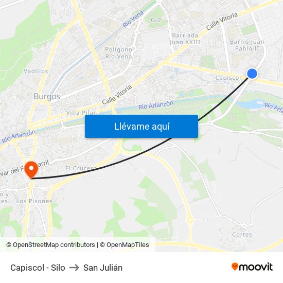 Capiscol - Silo to San Julián map