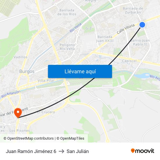 Juan Ramón Jiménez 6 to San Julián map