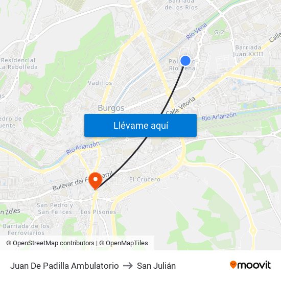 Juan De Padilla Ambulatorio to San Julián map