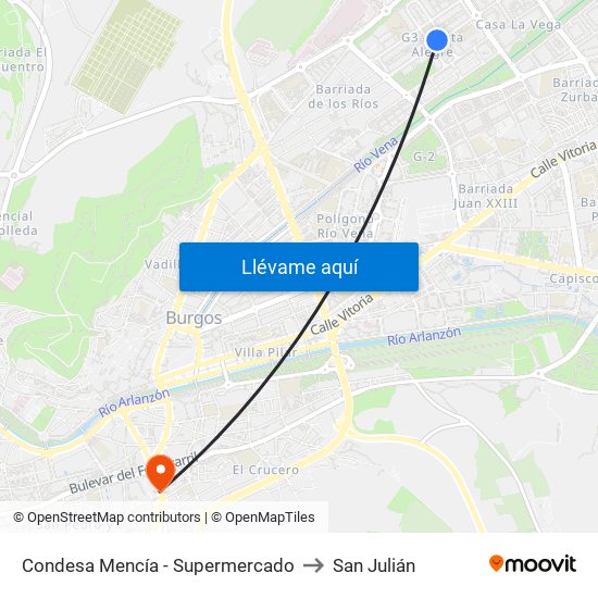 Condesa Mencía - Supermercado to San Julián map