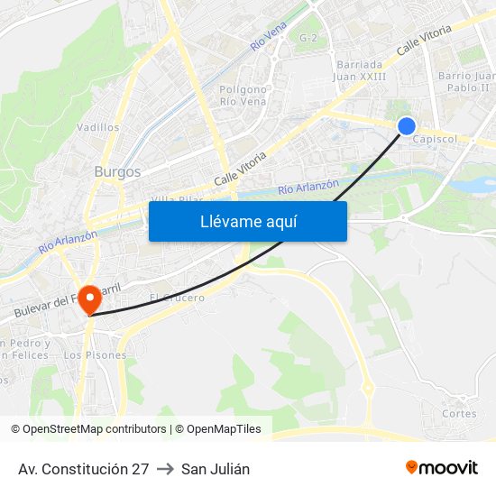 Av. Constitución 27 to San Julián map