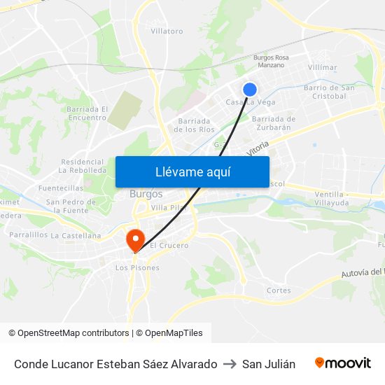 Conde Lucanor Esteban Sáez Alvarado to San Julián map