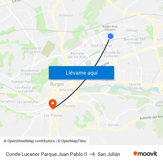 Conde Lucanor Parque Juan Pablo II to San Julián map