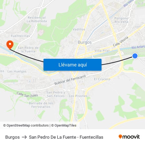 Burgos to San Pedro De La Fuente - Fuentecillas map