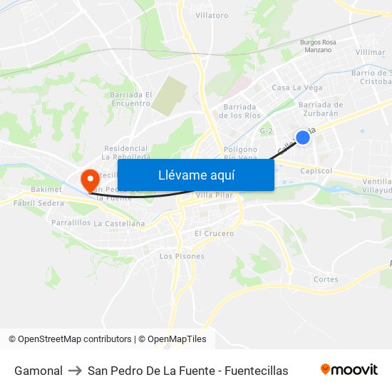 Gamonal to San Pedro De La Fuente - Fuentecillas map