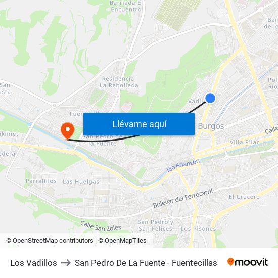 Los Vadillos to San Pedro De La Fuente - Fuentecillas map