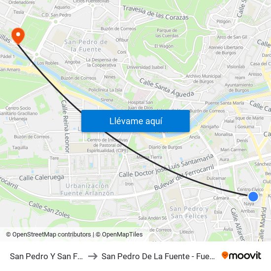 San Pedro Y San Felices to San Pedro De La Fuente - Fuentecillas map