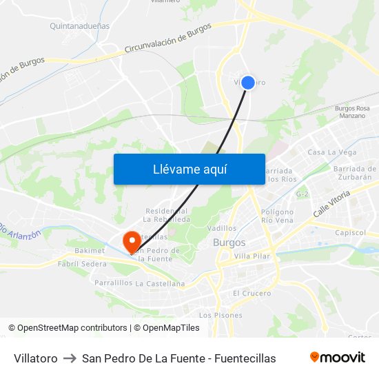 Villatoro to San Pedro De La Fuente - Fuentecillas map